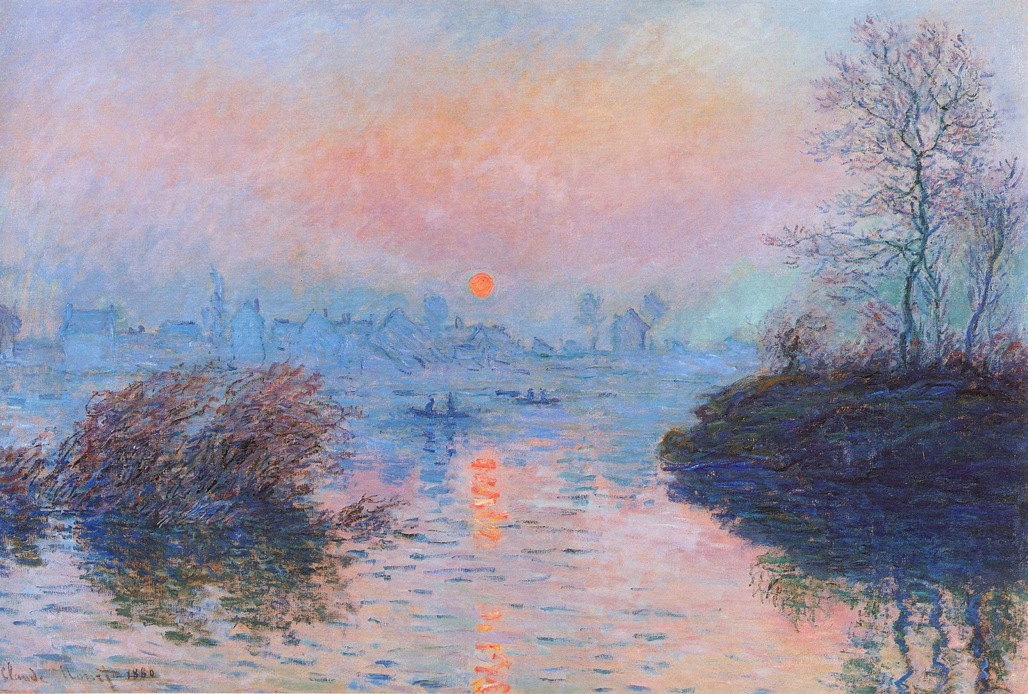 Sunset on the Seine at Lavacourt, Winter Effect 1880